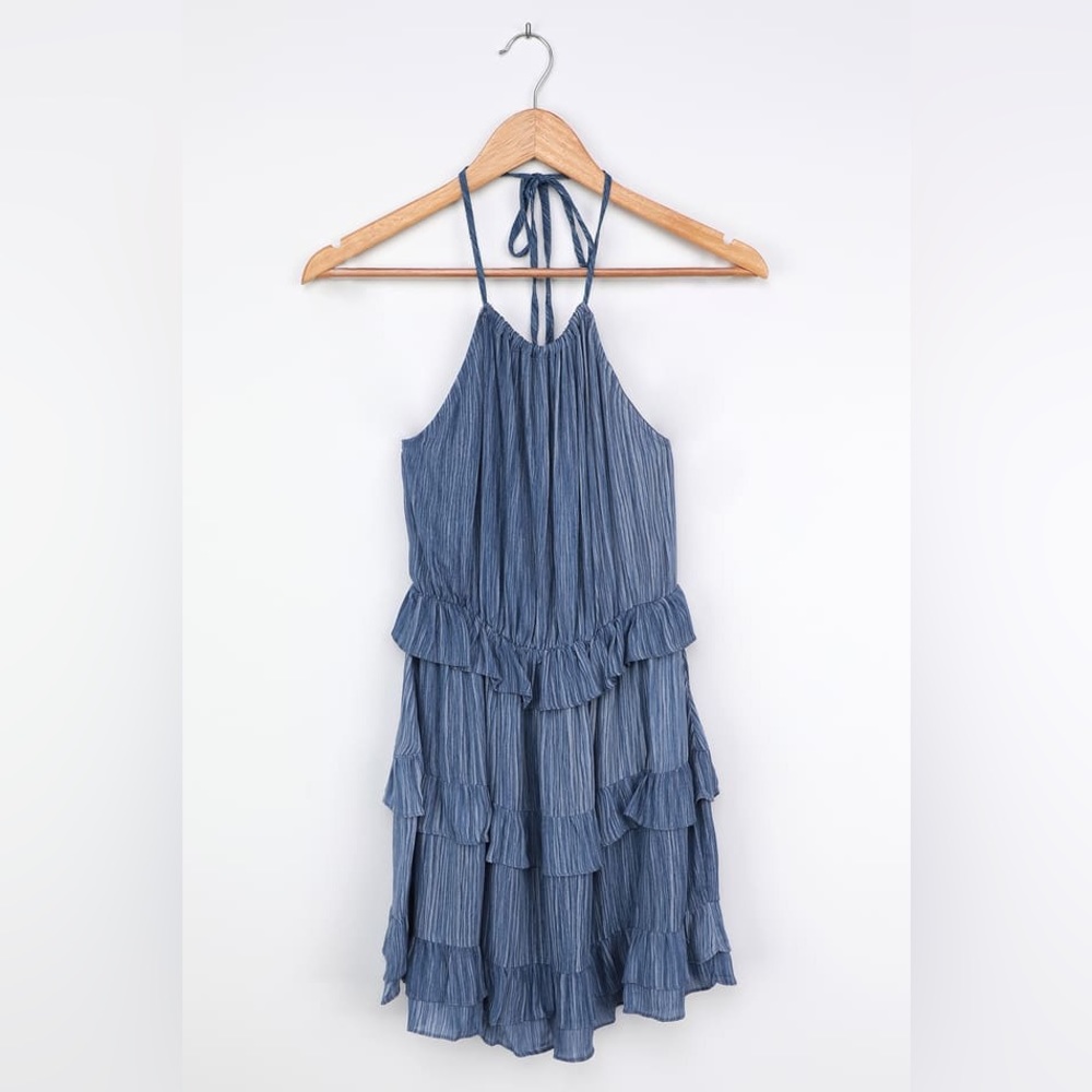 Lulus Light Blue Ruffled Mini Dress - only worn once